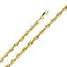 14K Yellow Gold 4mm Diamond-Cut Hollow Rope Chain Necklace with Lobster Claw Clasp