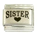 Sister Heart Laser Charms for Italian Charm Bracelet