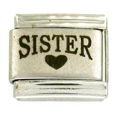 Sister Heart Laser Charms for Italian Charm Bracelet
