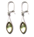 Sterling Silver Oval Caribbean Amber Dangle Earrings
