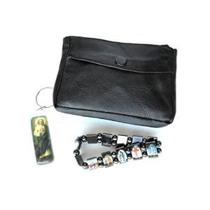 Jesus Hematite Magnetic Band Bracelet Wristband Gift Set 