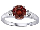 1.39 cts Genuine Round Garnet and Diamond Engagement Ring - 14kt White or Yellow Gold