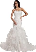 Hot Sale GEORGE BRIDE Formal Strapless Organza Court Train Wedding Dress Size 10 White