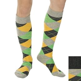Xhilaration&reg; Knee High Socks 2 Pk - Green, Yellow, Gray Argyle/Dark Grey Solid With Light Gray Toe 