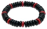 Image of Mens Surf Style Black & Red Wood Bead Beads Wristband Bracelet