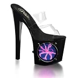 7 1/2 Inch High Platform Sexy Shoes Circle Light Up Shoes Dancer Stripper Shoes Black Pink