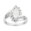14K White Gold Opal and Diamond Ring