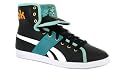 REEBOK TOP DOWN LEATHER HI TOP TRAINERS BLACK/WHITE/EMERALD