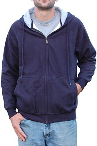 Men's Cottonwood Thermal Lined Zip Hooded Fleece Jacket (Large, Navy)