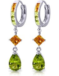 14k White Gold Peridot & Citrine Dangle Earrings