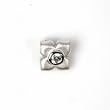 Sterling Silver Pendant - Flower - Round Ruby Cubic Zerconia - 12mm Height