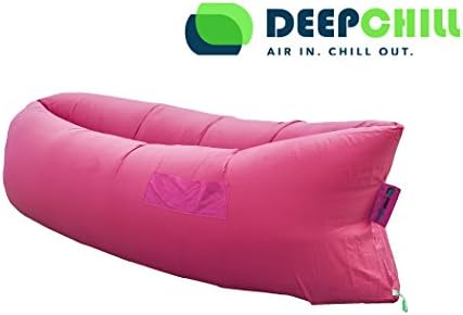 DeepChill Large Portable Inflatable Lounger for Beach, Camping and Dorm Room is Waterproof for Indoor Outdoor Use and Doubles as a Pool Float (Pink)