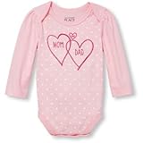 THE CHILDREN'S PLACE(ザ・チルドレンズプレイス) グリッターハートプリントリトルトーカボディスーツ ロンパース長袖 18～24ヶ月【並行輸入】