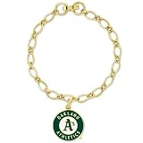 MLB Oakland Athletics Ladies Gold-Tone Charm Bracelet