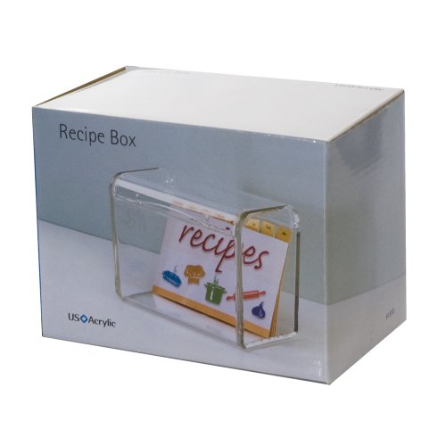 US Acrylic® Clear Acrylic Recipe Box with 3 1/2" x 5" Index Cards