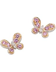 14K White and Rose Gold Pink Sapphire and Diamond Butterfly Earrings -- LIFETIME WARRANTY