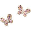 14K White and Rose Gold Pink Sapphire and Diamond Butterfly Earrings