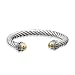 "Two-Tone" 14k Yellow Gold Plated and Sterling Silver Thick Twisted Bangle Cuff Bracelet
