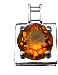 Faceted Collection Honey Amber Sterling Silver Square Pendant