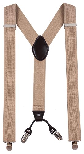 WDSKY Mens Suspenders with Clips Leather Suspenders for Men Pants Suspenders