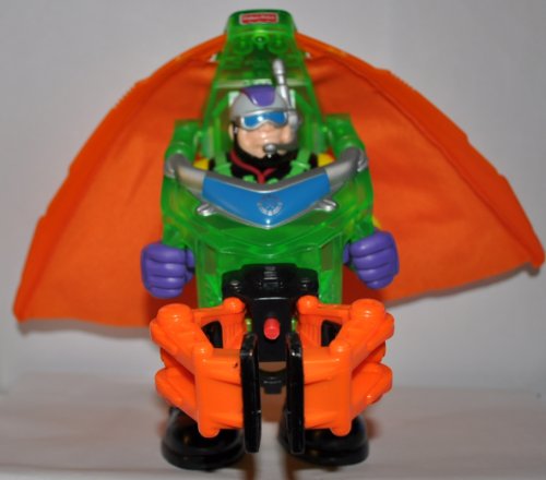 Flight Team Perry Chute & Orange Hang Glider (Yellow Suit & Black Vest) (Retired) Rescue Hero - Fisher Price Action Figure Non Violent Doll Toy Rescue Heroes