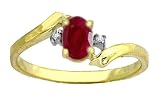 Genuine Oval Ruby & Diamond 14k Gold Promise Ring