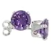 Sterling Silver Amethyst Purple 1 Carat Size (each) Brilliant Cut CZ Stud Earrings