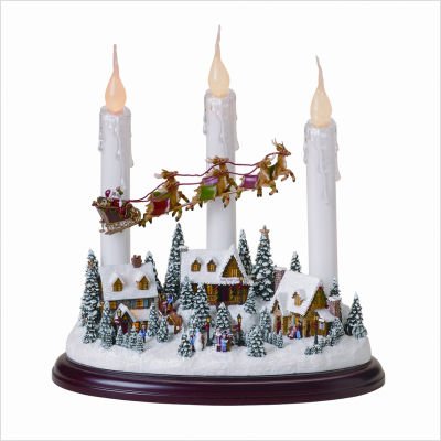 10" Battery Operated Christmas Candle - Santa & Village