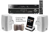 Yamaha RXV367 3D-Ready 5.1-Channel Digital Home Theater Audio/Video Receiver + Yamaha Universal iPod Dock + Set of 2 Yamaha All Weather Indoor / Outdoor 120 watt Wall Mountable Natural Sound 2-way Acoustic Suspension Speakers with Exclusive Dual Tweeters - White & Paintable + 100ft 16 AWG Speaker Wire