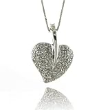 18K WG 0.75ctw Reversible Diamond Heart Pendant w/ Chain