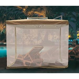 Southern Patio 8.5' Offset Umbrella with Netting and Solar Lights by 