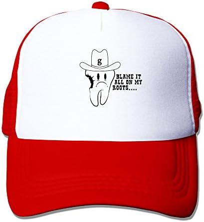 Garth Blame It All On My Roots Caps Hat Mesh Back Adjustable Hats 1 Size Red
