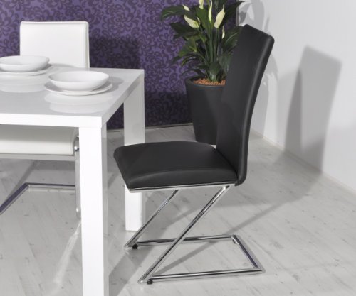 Freischwinger Wanda Schwarz Napalon Leder Chrom Esszimmerstuhl