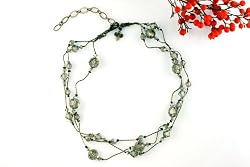 Jackie, Swarovski Crystal Multi-strand Necklace, 17" - Black Diamond