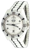 Oniss #ON8013-M71 Men's White Ceramic Diamond Index Sports Watch with Black Trim