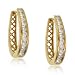 14K Yellow Gold Saddle Hoop Earrings w Diamonds