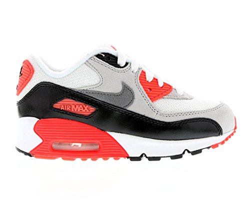 Nike Air Max 90 Premium Infrared Preschool Boys White/Neutral Grey/Black/Cool Grey/Bright Red