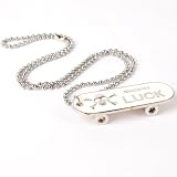 Skateboard Skull Crossbones Pendant Necklace Chain