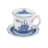 Blue and White Export Porcelain Tea Cup with Saucer and Lid