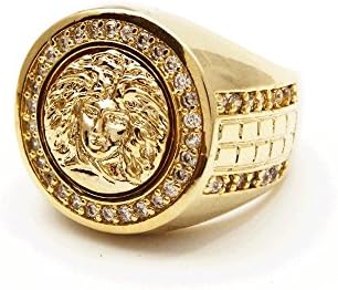 Gold CZ Iced Out Mens Hiphop Micro Pave Medusa Head Vintage Fashion Ring 16MM (8)