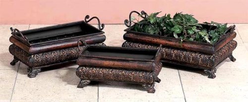 Kitchen: Antique Style Fancy Metal PLANTER Set of 3