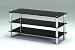 Stylish TV stand (LCD, plasma, ...) in black glass with chrome tubing - Dim 90 x 40 x 44 cm, Weight 20 kgs