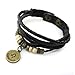 JEWELRIESHOP Genuine Leather Bracelet for Men Constellation Braided Rope Bracelet Multilayer Adjustable Bangle Wrist Cuff Wristband Birthday Gift (Leo - Black Leather)