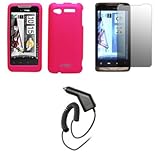 EMPIRE Hot Pink Rubberized Hard Case Cover + Screen Protector + Car Charger ....
