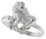 Sterling Silver Diamond Cut Frog Ring - size 6.5