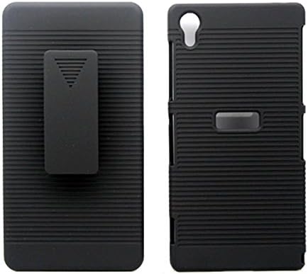 SHEENROAD Black Kickstand Hard Shell Case Belt Clip Holster Stand Cover for Sony Xperia Z2