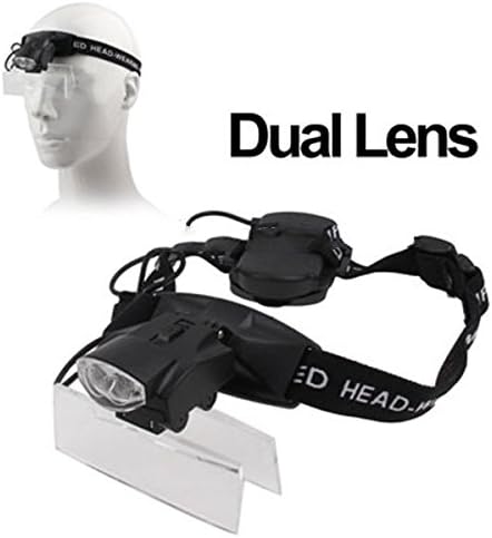 The Fashion Seller-2 LEDs Headband Illuminating Dual Lens Magnifier with 5 Replacement Lenses ~
