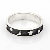 Sterling Silver Ring - Moon and Stars - Size: 5-8