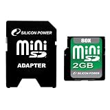 Silicon Power miniSD 80X Hi-Speed Memory Card - 512MB / 1GB / 2GB Models: Silicon Power miniSD 80X (Hi-Speed) 2GB Memory Card Model SP002GBSDM080V10-SP