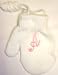 One Size White Mitten with Customer Chosen Pink Monogram for Infants Ages 0-12 Months Image